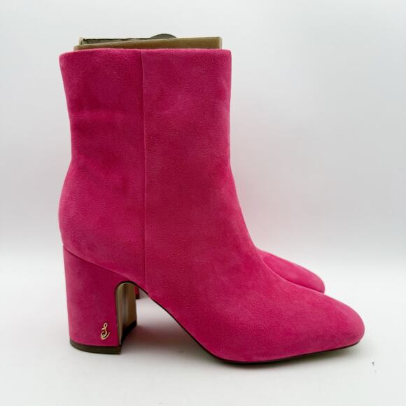 Sam Edelman Womens Fawn Heel Bootie US 8 M EU 38.5 Pink Suede Leather NIB - Picture 5 of 14